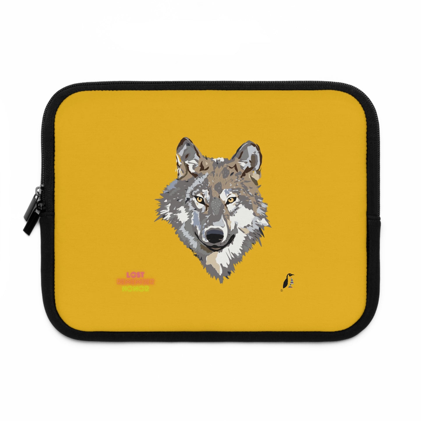 Laptop Sleeve: Wolves Yellow