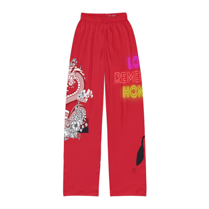 Kids Pajama Pants: Dragons Dark Red