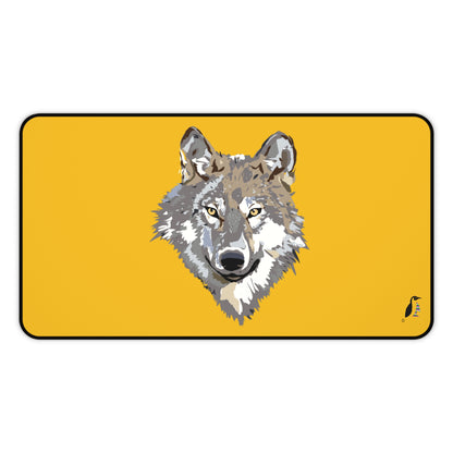 Desk Mat: Wolves Yellow