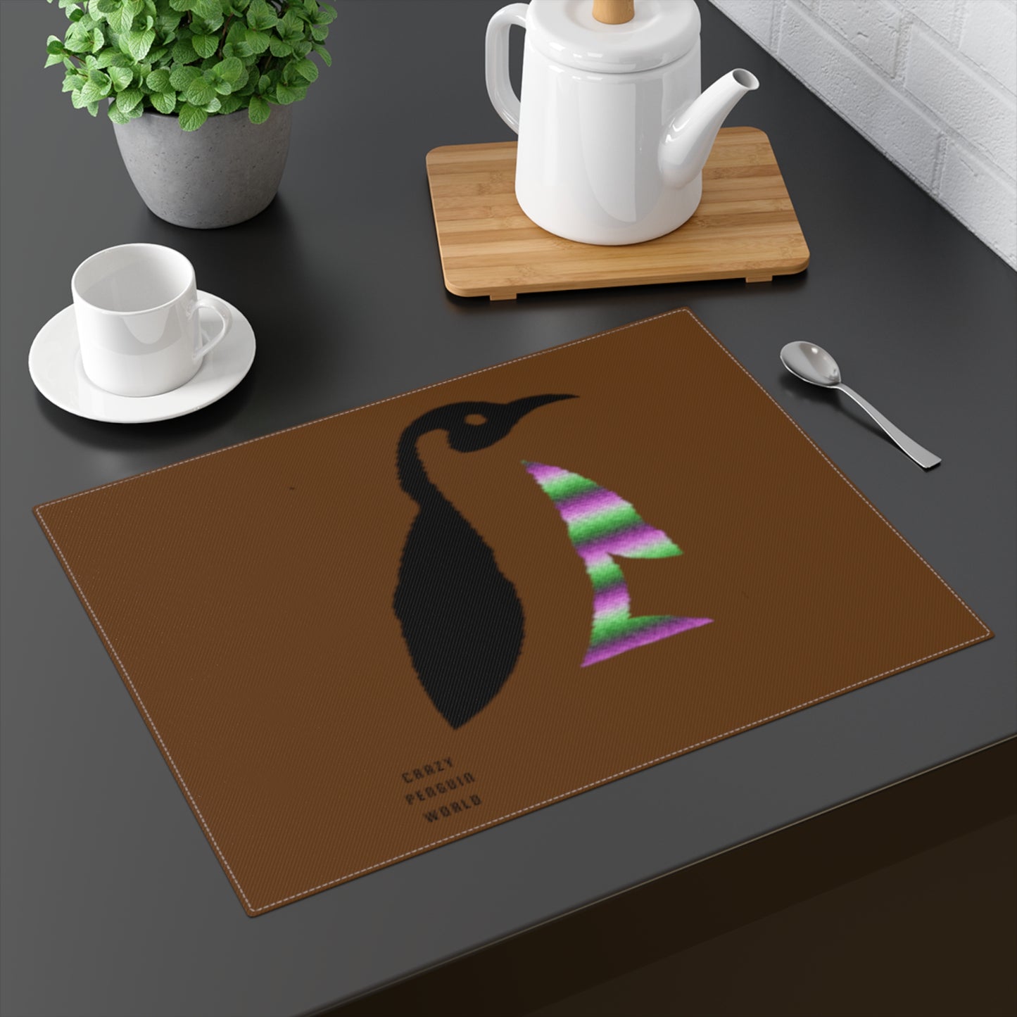 Placemat, 1pc: Crazy Penguin World Logo Brown