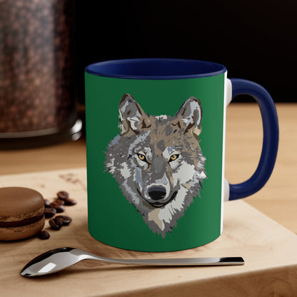 Accent Coffee Mug, 11oz: Wolves Dark Green