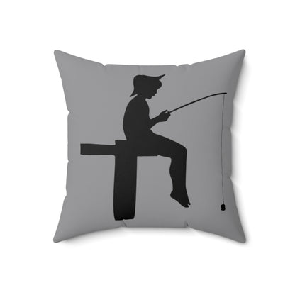 Spun Polyester Square Pillow: Fishing Grey