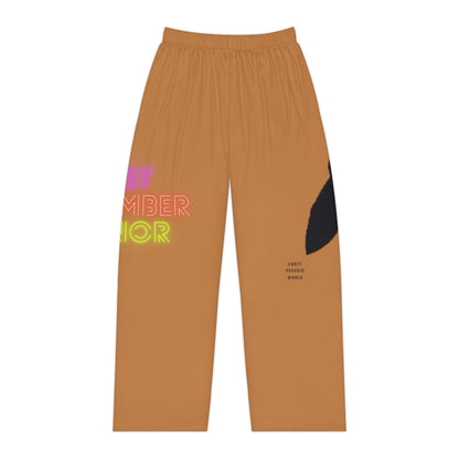 Women's Pajama Pants: Crazy Penguin World Logo Lite Brown