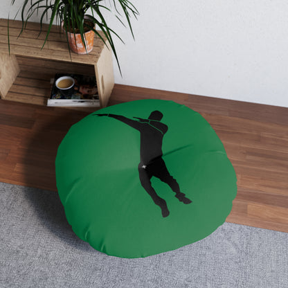 Tufted Floor Pillow, Round: Dance Dark Green