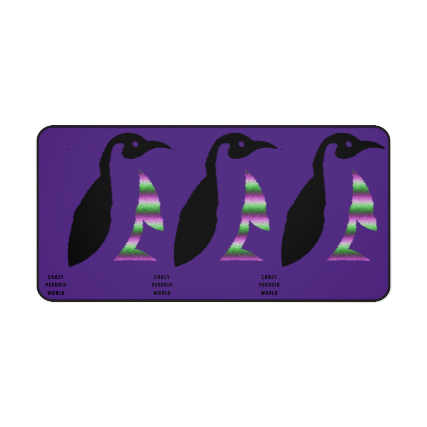 Desk Mat: Crazy Penguin World Logo Purple