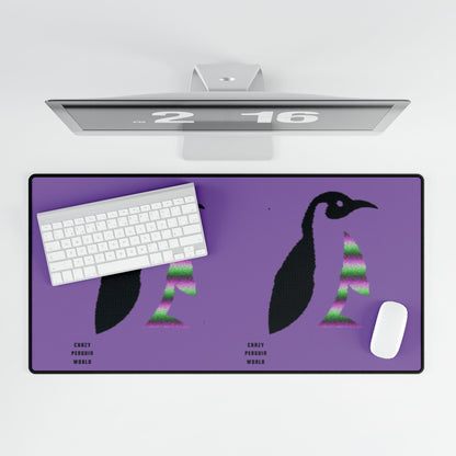 Desk Mats: Crazy Penguin World Logo Lite Purple