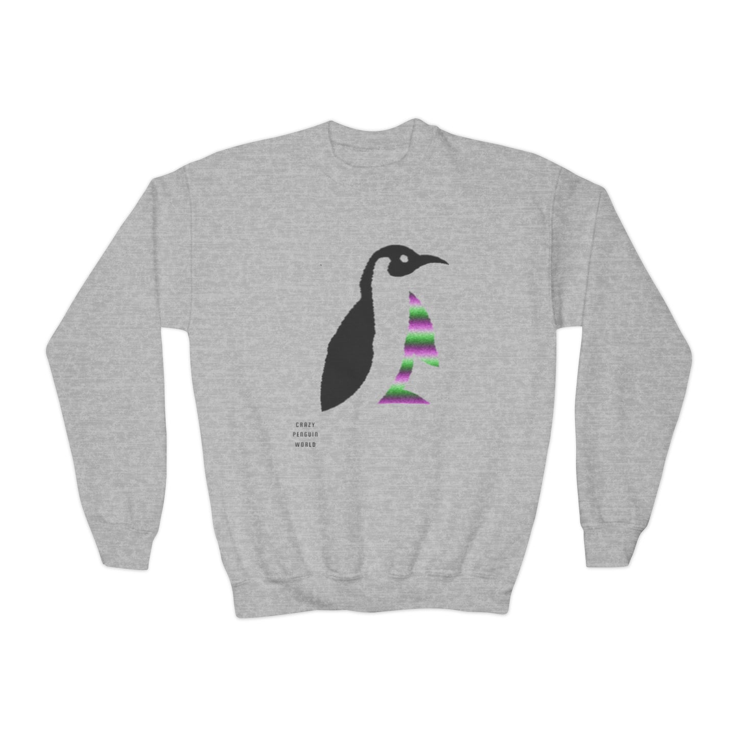 Youth Crewneck Sweatshirt: Crazy Penguin World Logo 