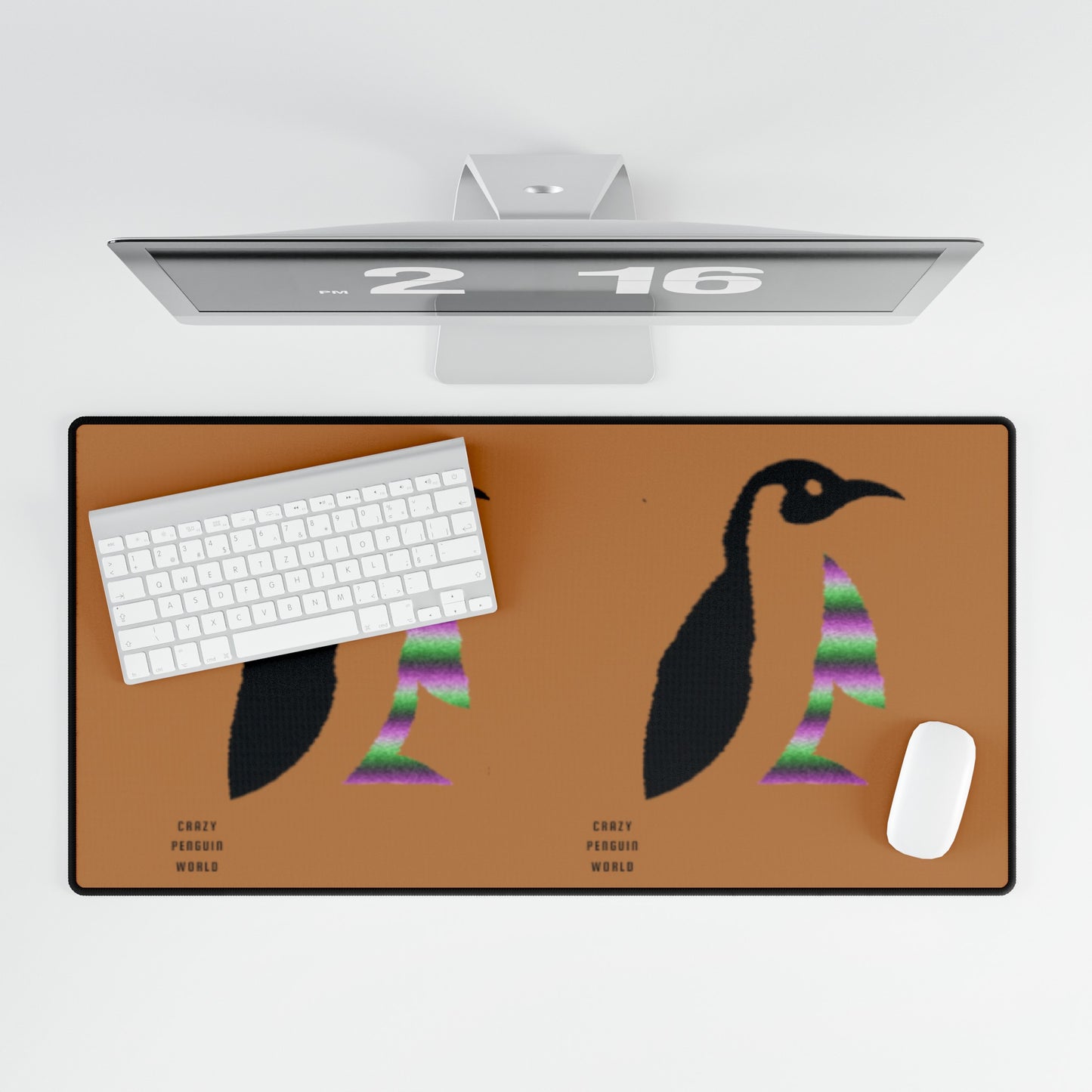 Desk Mats: Crazy Penguin World Logo Lite Brown