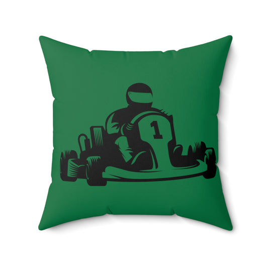 Spun Polyester Square Pillow: Racing Dark Green