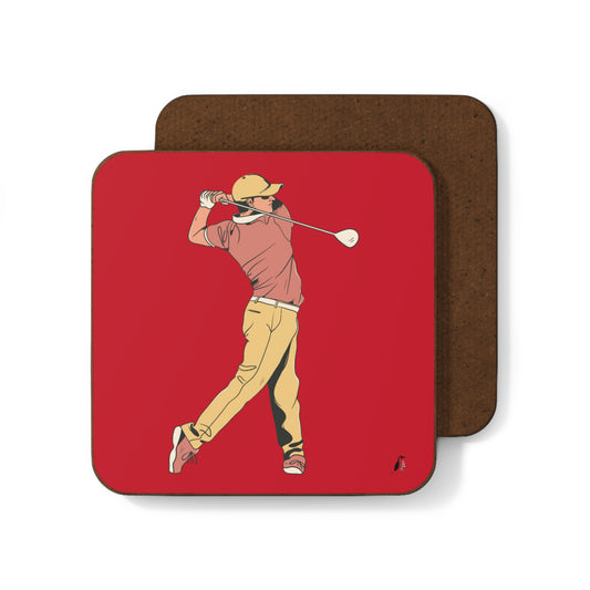Hardboard Back Coaster: Golf Dark Red