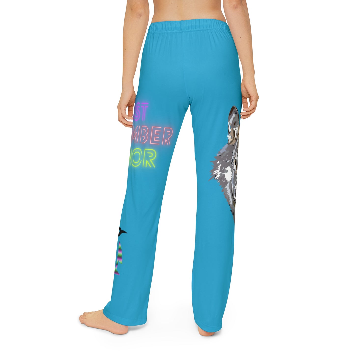 Kids Pajama Pants: Wolves Turquoise