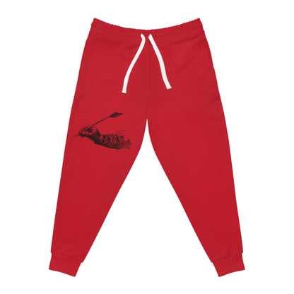 Athletic Joggers: Writing Dark Red