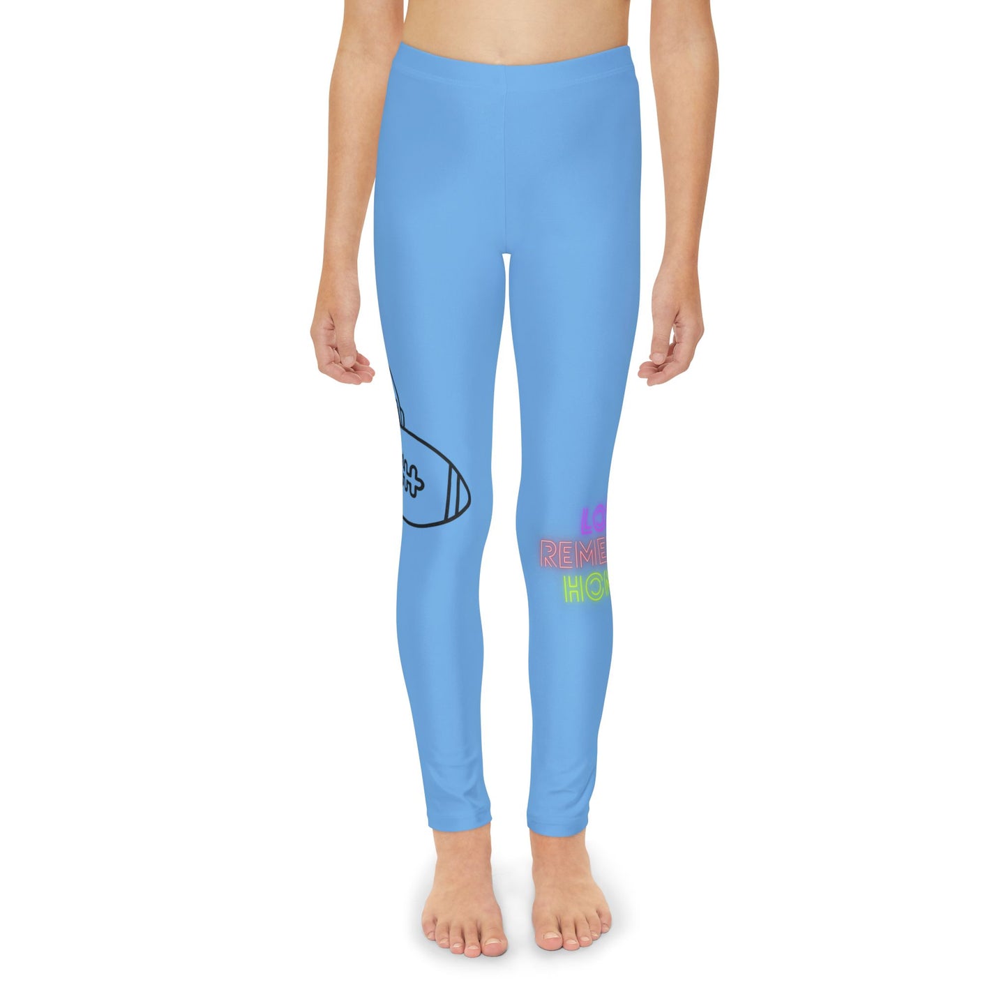 Youth Full-Length Leggings: Football Lite Blue