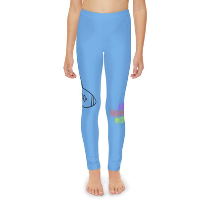 Youth Full-Length Leggings: Football Lite Blue