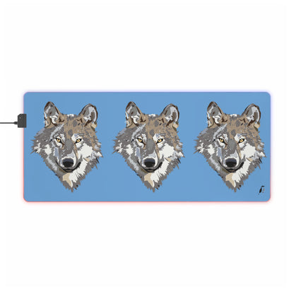 LED Gaming Mouse Pad: Wolves Lite Blue