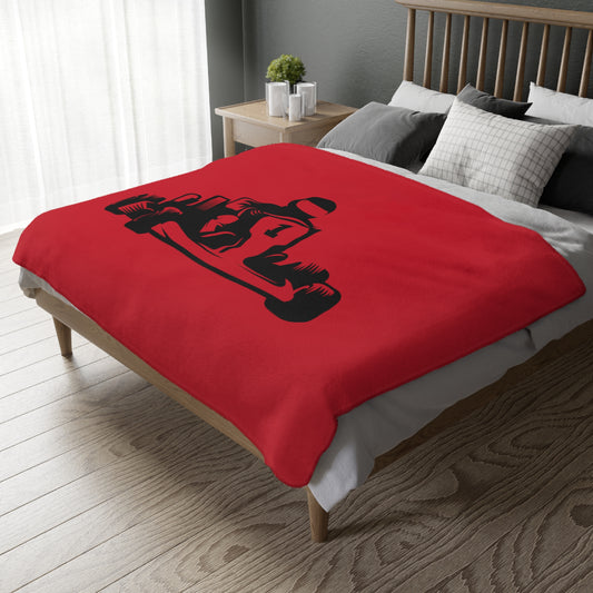 Velveteen Minky Blanket (Two-sided print): Racing Dark Red