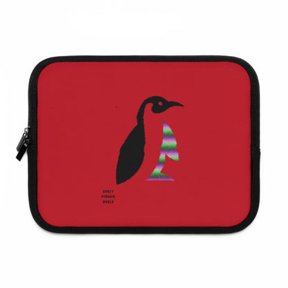 Laptop Sleeve: Crazy Penguin World Logo Dark Red