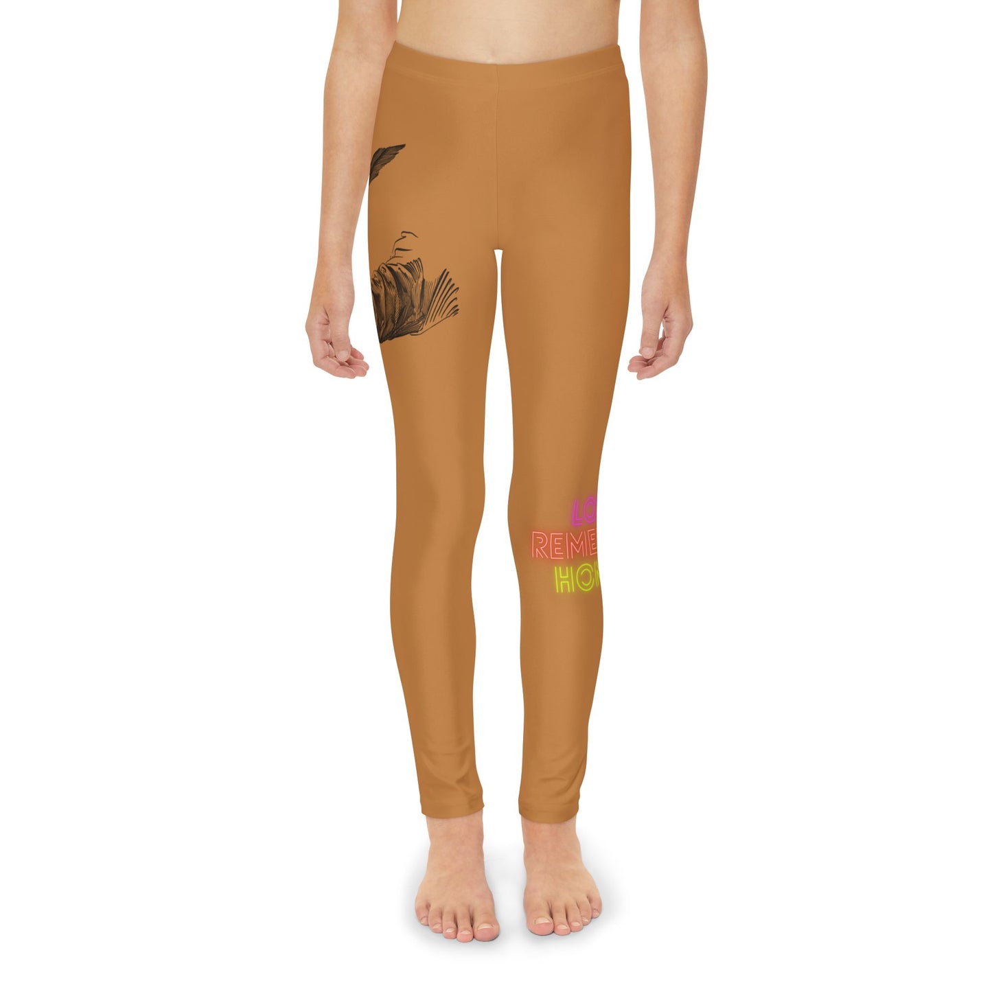 Youth Full-Length Leggings: Writing Lite Brown