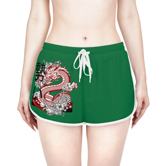 Women's Relaxed Shorts: Dragons Dark Green