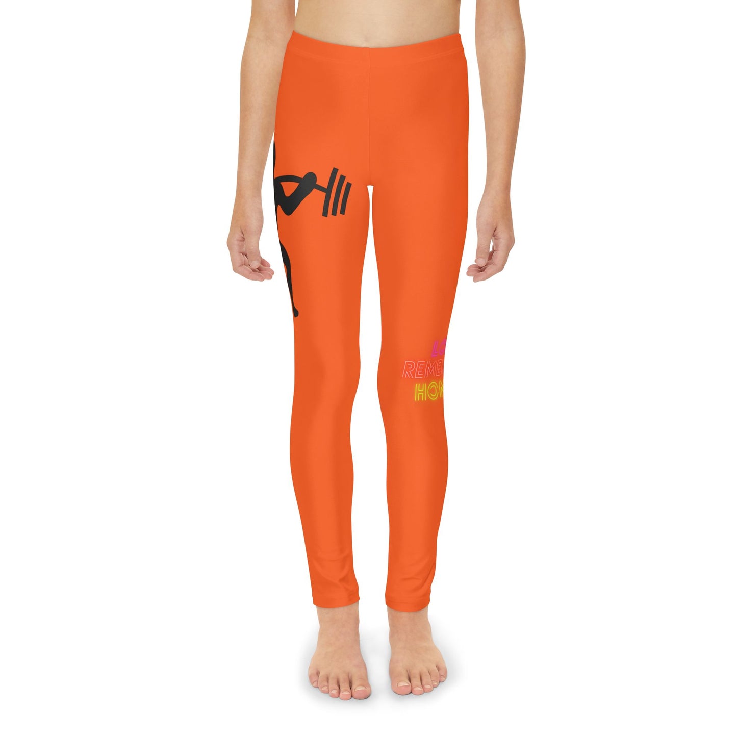 Youth Full-Length Leggings: Weightlifting Orange