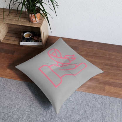 Tufted Floor Pillow, Square: Fight Cancer Lite Grey