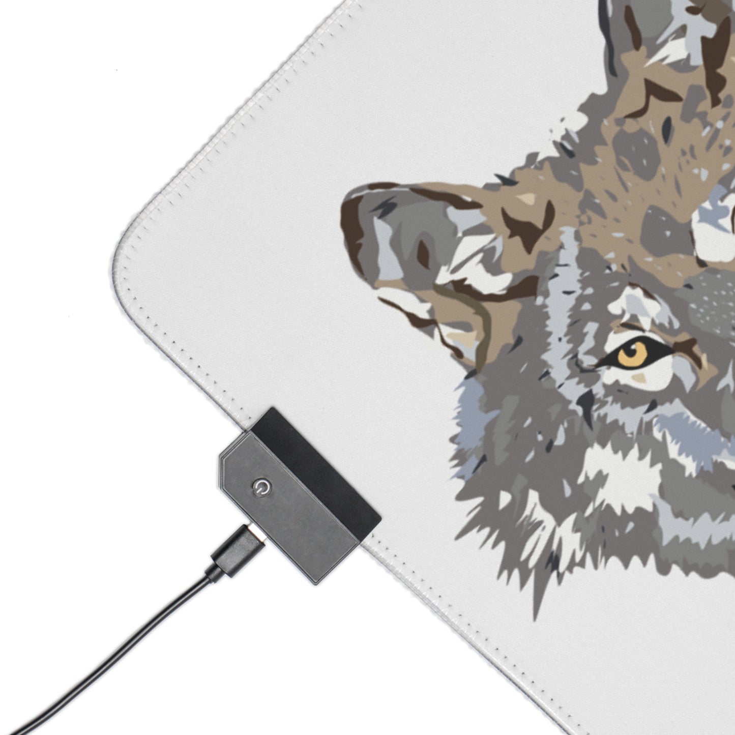 LED Gaming Mouse Pad: Wolves White