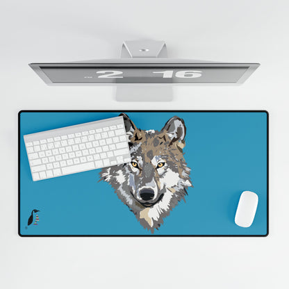 Desk Mats: Wolves Turquoise