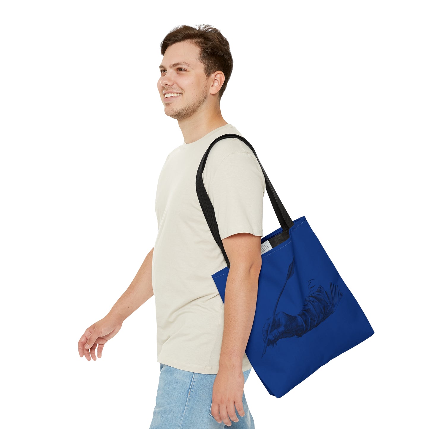 Tote Bag: Writing Dark Blue