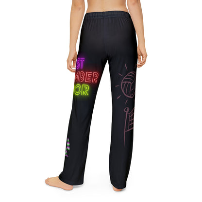 Kids Pajama Pants: Volleyball Black