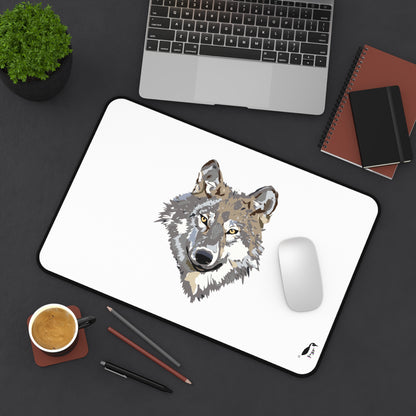 Desk Mat: Wolves White