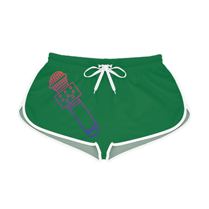 Women's Relaxed Shorts: Music Dark Green