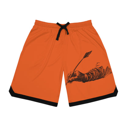 Basketball Rib Shorts: Writing Orange