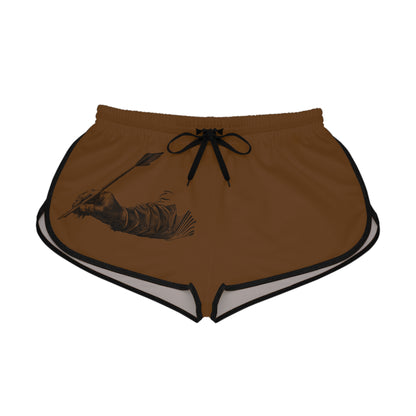 Women's Relaxed Shorts: Writing Brown