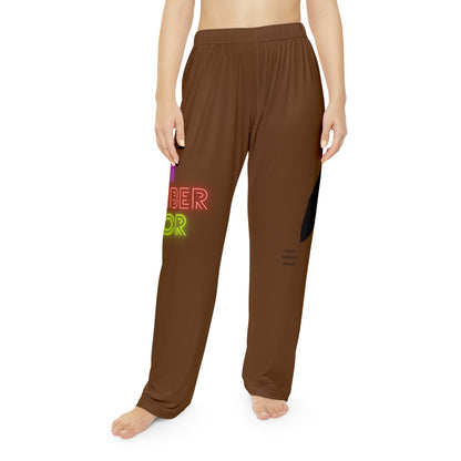 Women's Pajama Pants: Crazy Penguin World Logo Brown