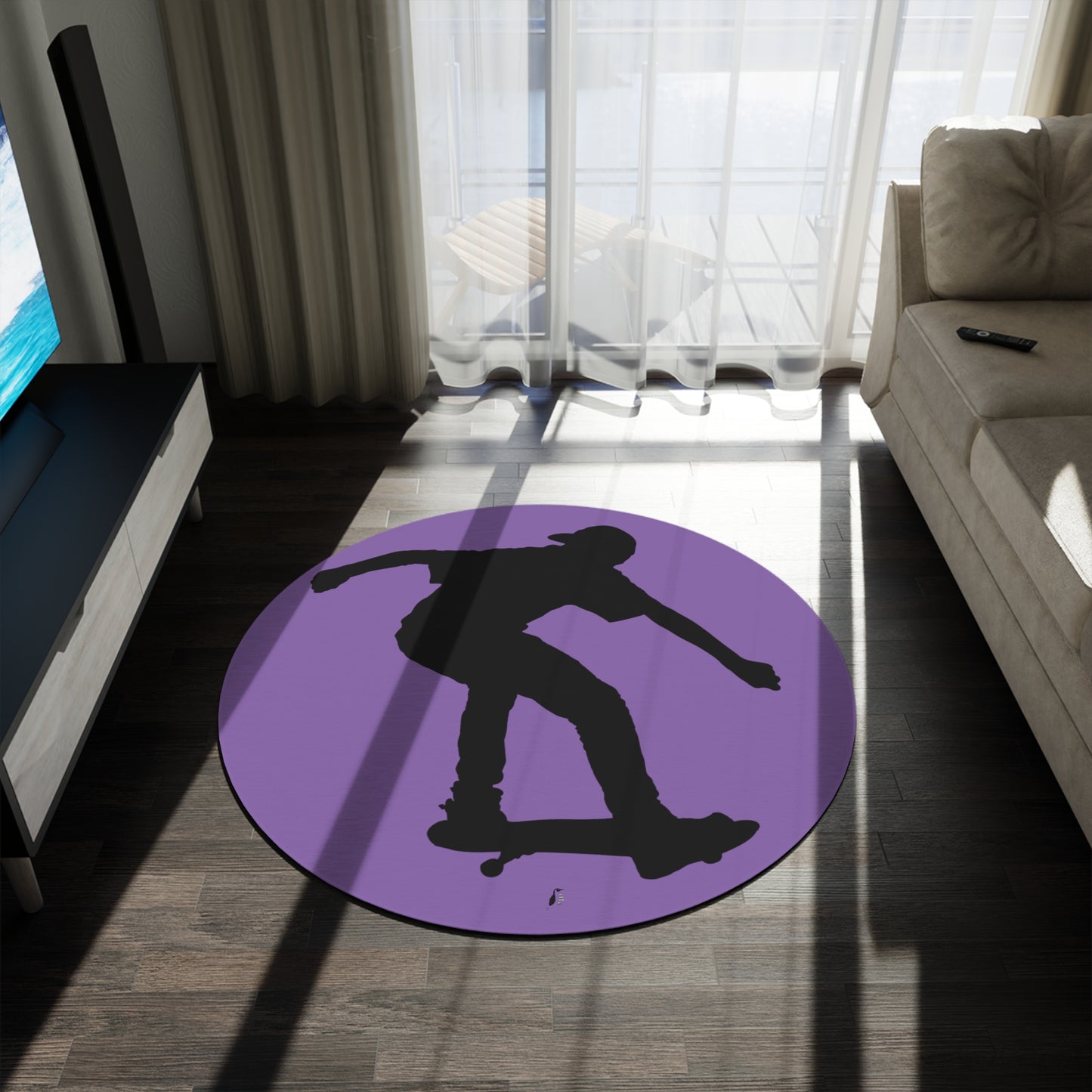 Round Rug: Skateboarding Lite Purple
