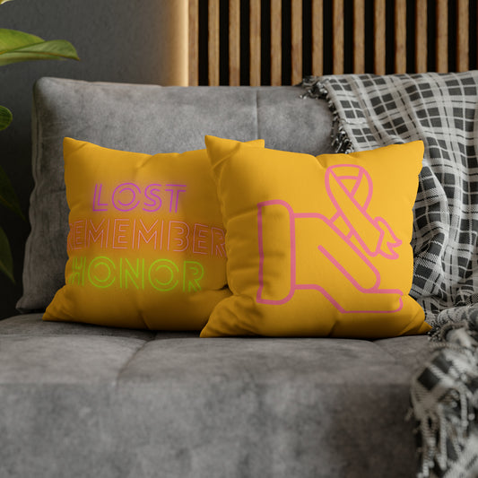Faux Suede Square Pillow Case: Fight Cancer Yellow