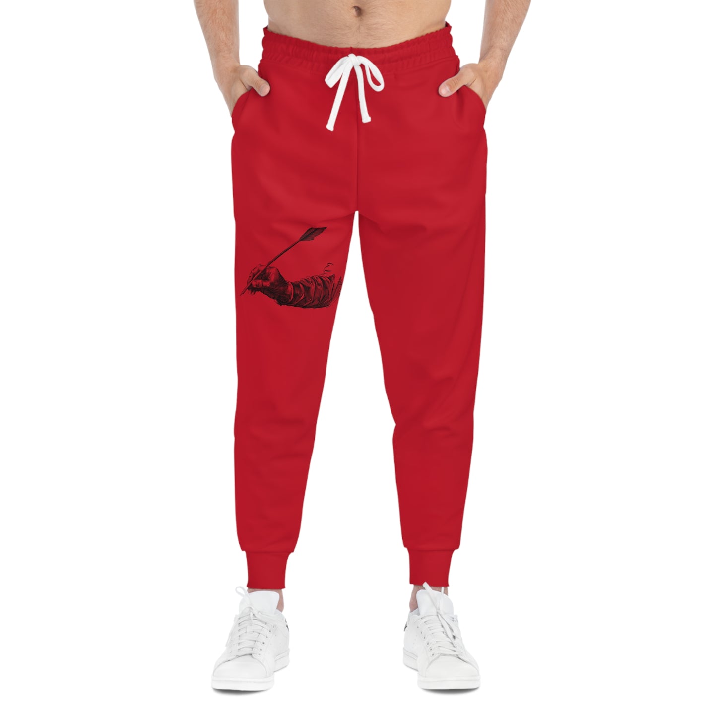 Athletic Joggers: Writing Dark Red