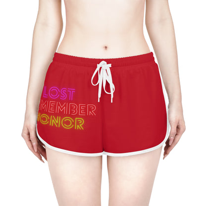 Women's Relaxed Shorts: Lost Remember Honor Dark Red