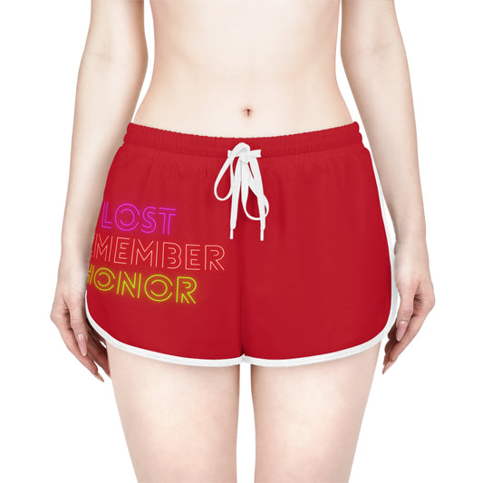 Women's Relaxed Shorts: Lost Remember Honor Dark Red