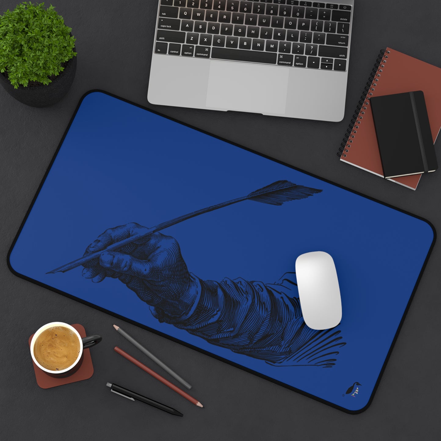 Desk Mat: Writing Dark Blue