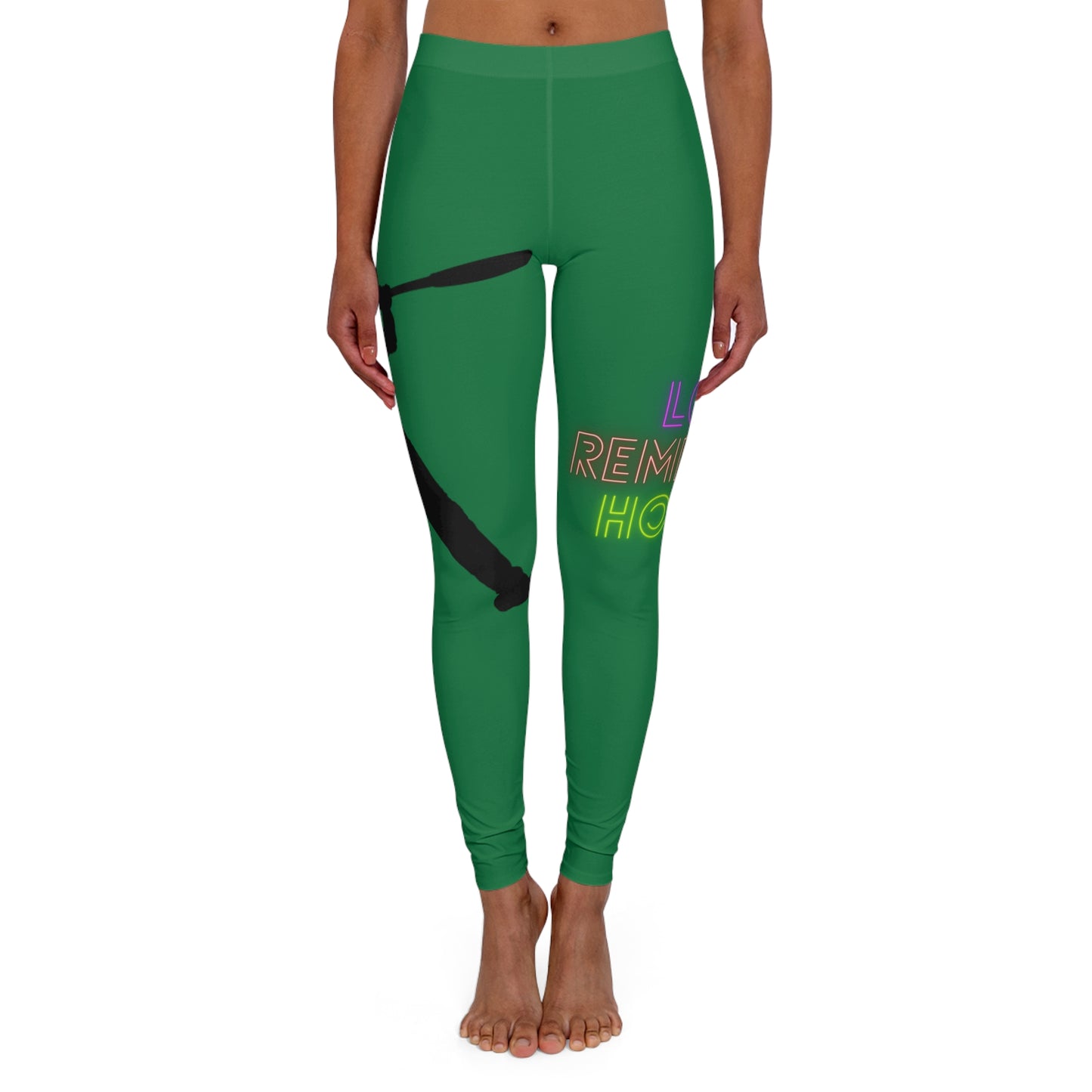 Women's Spandex Leggings: Baseball Dark Green