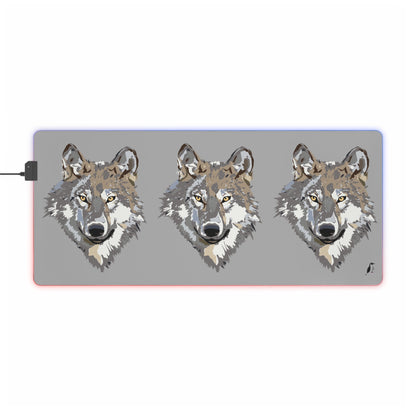 LED Gaming Mouse Pad: Wolves Lite Grey