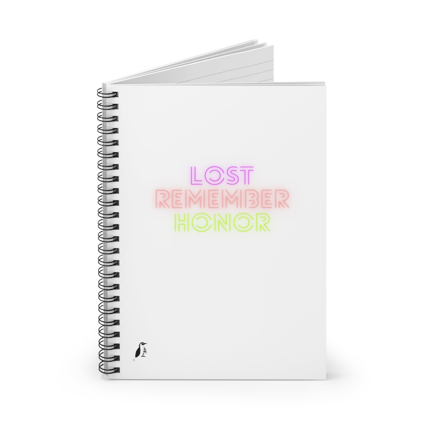 Spiral Notebook - Ruled Line: Lost Remember Honor White
