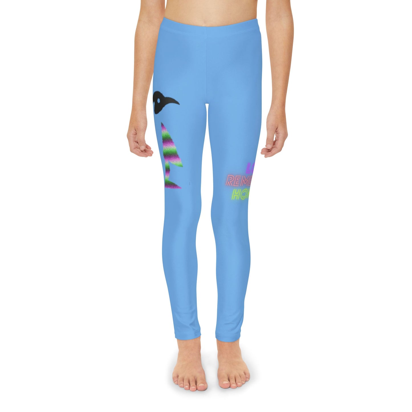 Youth Full-Length Leggings: Crazy Penguin World Logo Lite Blue