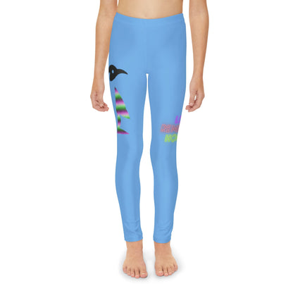 Youth Full-Length Leggings: Crazy Penguin World Logo Lite Blue