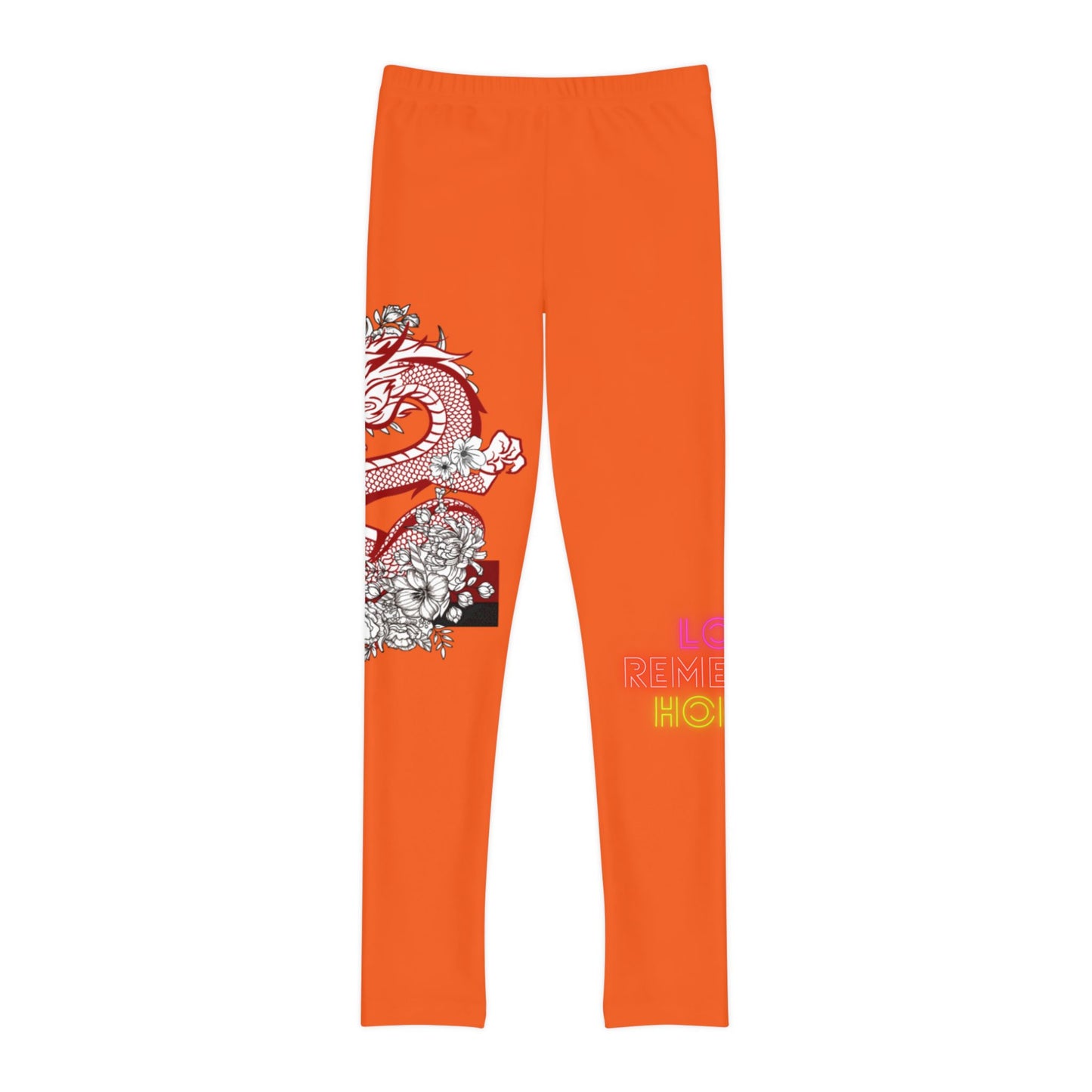 Youth Full-Length Leggings: Dragons Orange