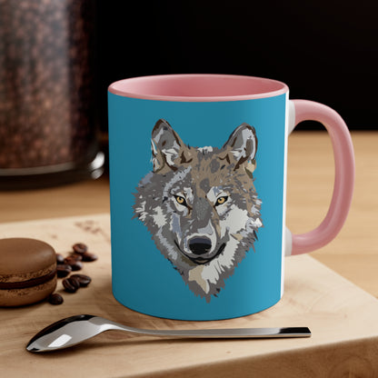 Accent Coffee Mug, 11oz: Wolves Turquoise