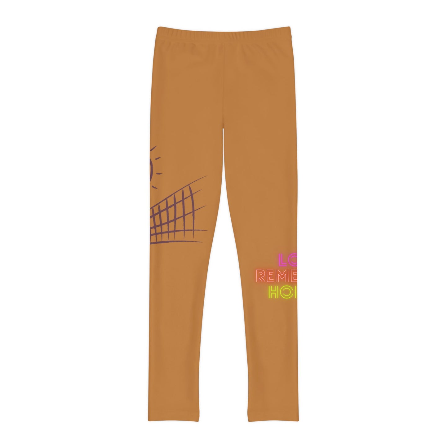 Youth Full-Length Leggings: Volleyball Lite Brown