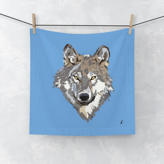Face Towel: Wolves Lite Blue