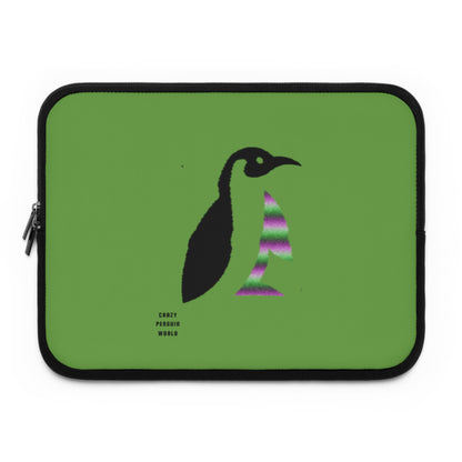 Laptop Sleeve: Crazy Penguin World Logo Green